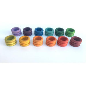Wood Coloured Rings 36 pcs (12 Colours)