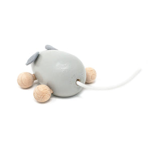 Wooden Push Along Grey Mouse