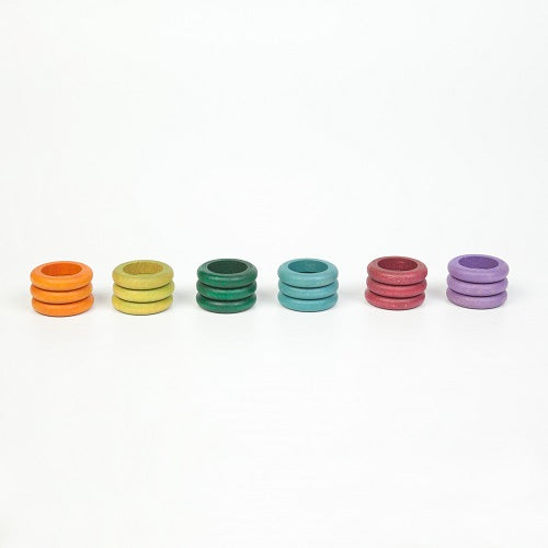 Wood Coloured Rings 18 pcs (6 no basic colours)