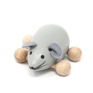 Wooden Push Along Grey Mouse