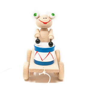 Wooden Pull Along Frog with Drum