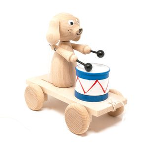 Wooden Pull Along Puppy with Drum