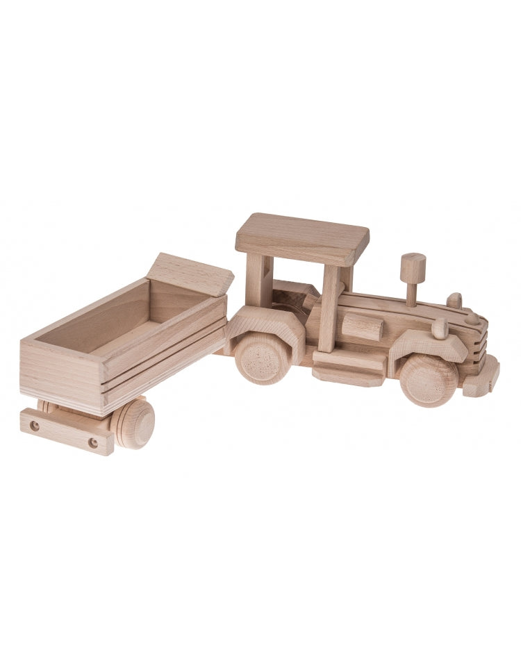 Wooden Toy Tractor and Trailer