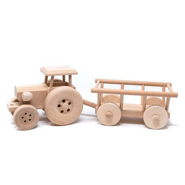 Large Wooden Tractor & Trailer