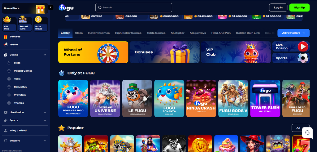 Fugu terms stating a withdrawal limit of ten times the bonus amount