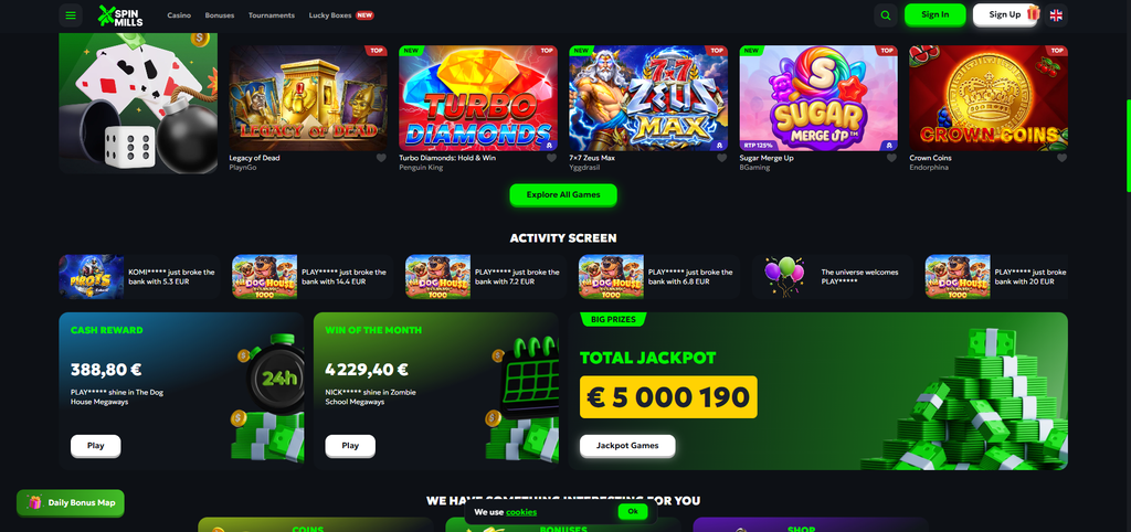 Spinmills terms recording a x50 wagering requirement on its free spins offer
